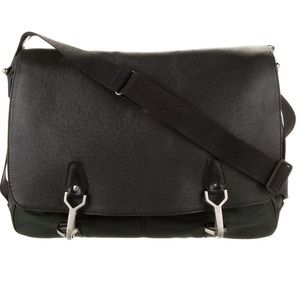 LOUIS VUITTON, Men’s Vintage Taiga
Dersou Messenger Bag, Black w/Silver hardware